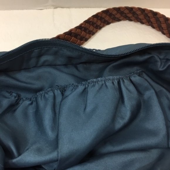 The SAK HOBO Navy Blue Crochet Shoulder Handbag Detachable Handles - Picture 11 of 14